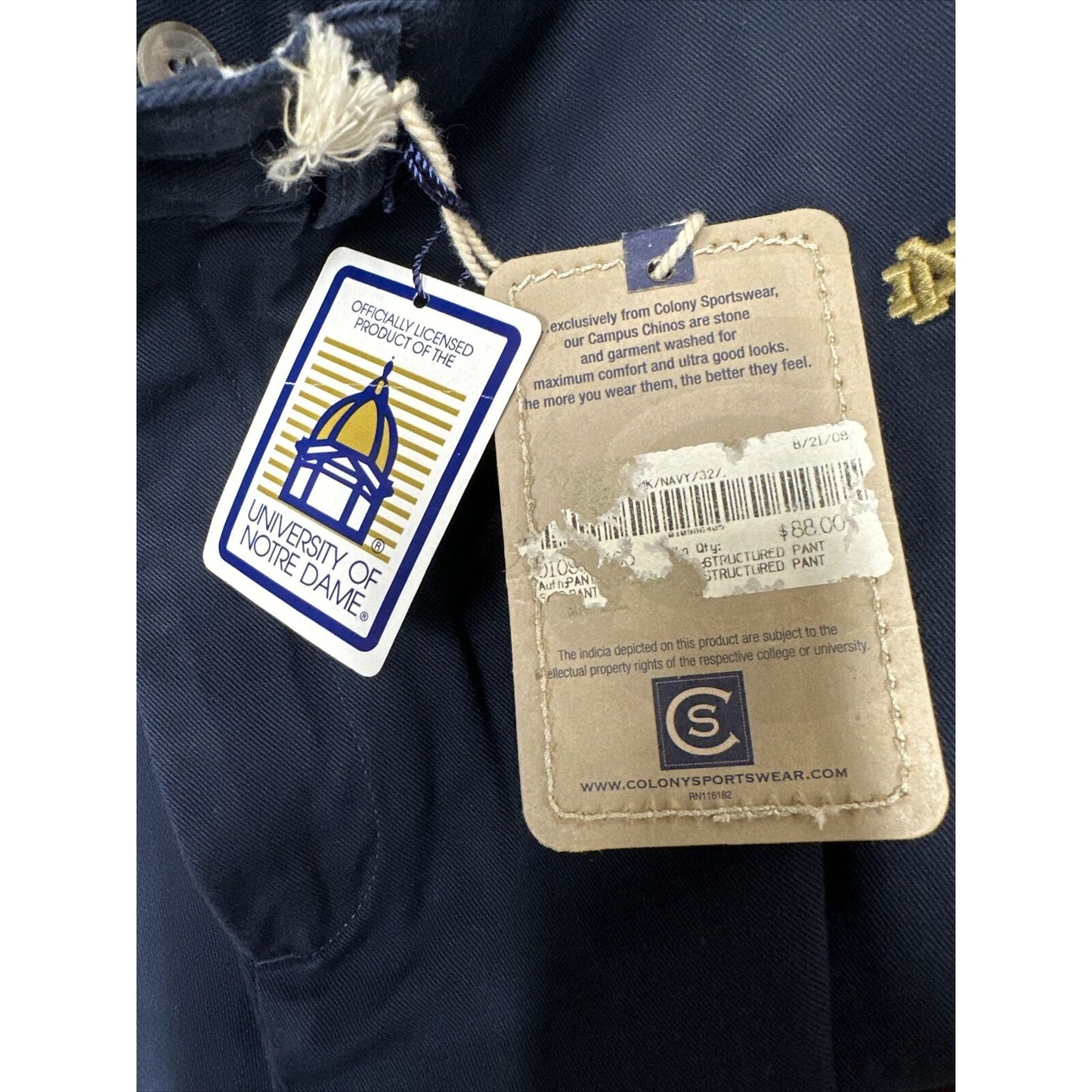 Men’s Notre Dame Size 32 Campus Chinos Pants Navy Blue