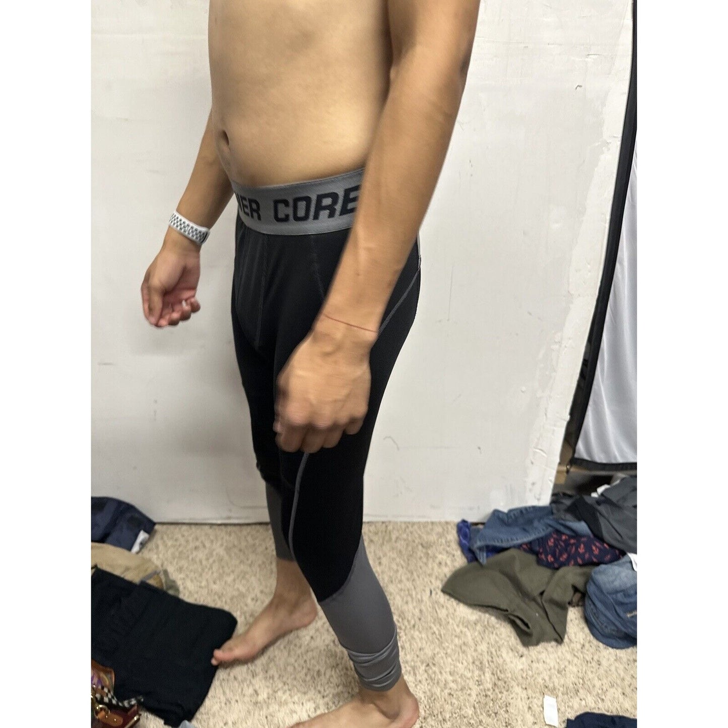 Men’s Champion Duo Dry Medium Black Gray Base Layer Leggings