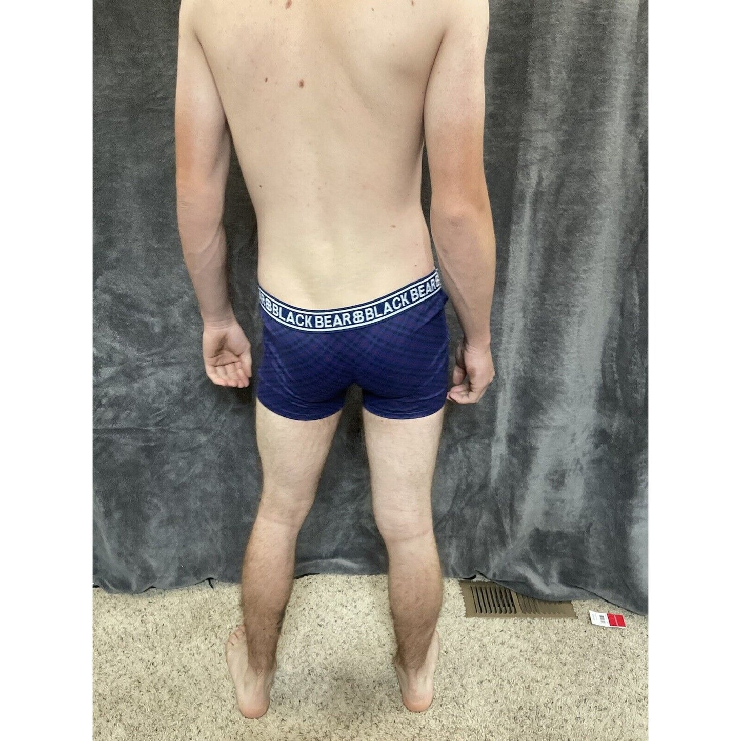 men's medium athletic trunk style black bear boxer brief Blue, Black, Red Plaid
