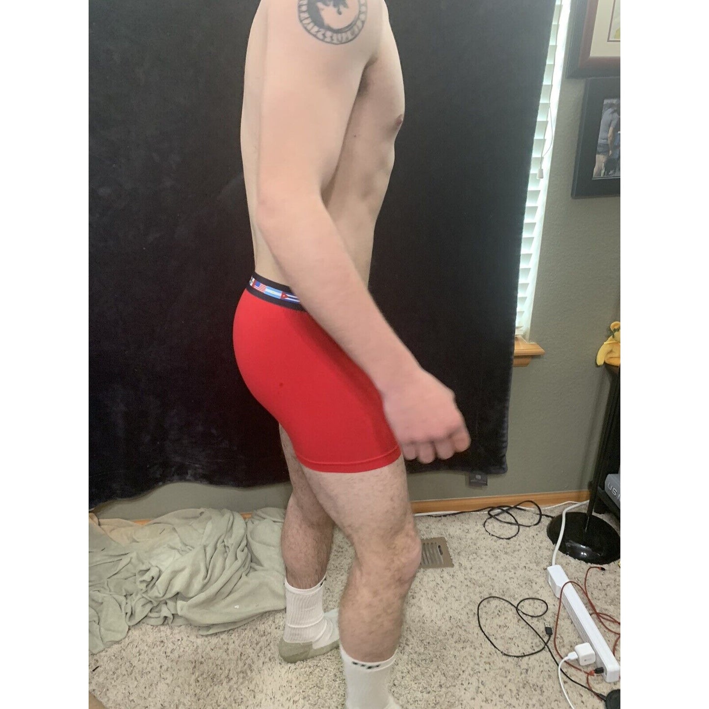 Men’s Papi Medium Boxer Briefs Red 5% Spandex