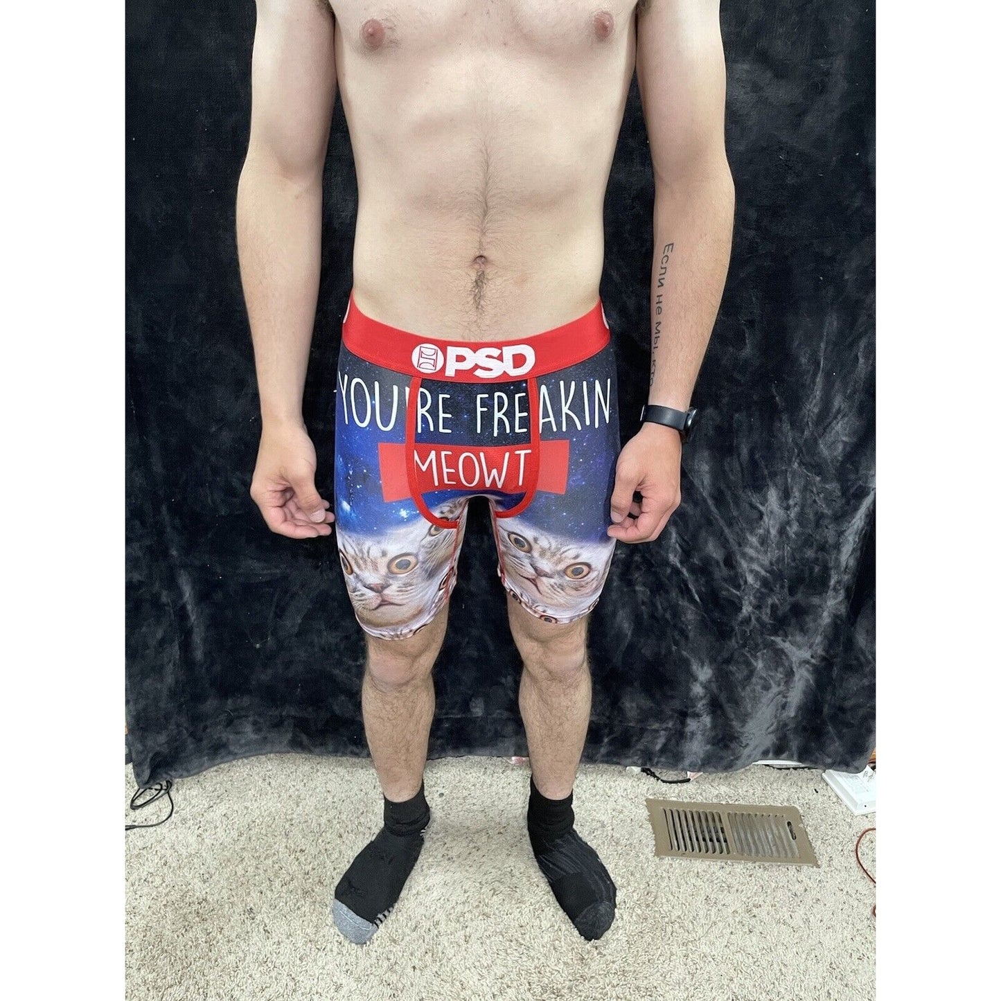 PSD Underwear Men's Freakin Meowt Printed Boxer Briefs Medium New