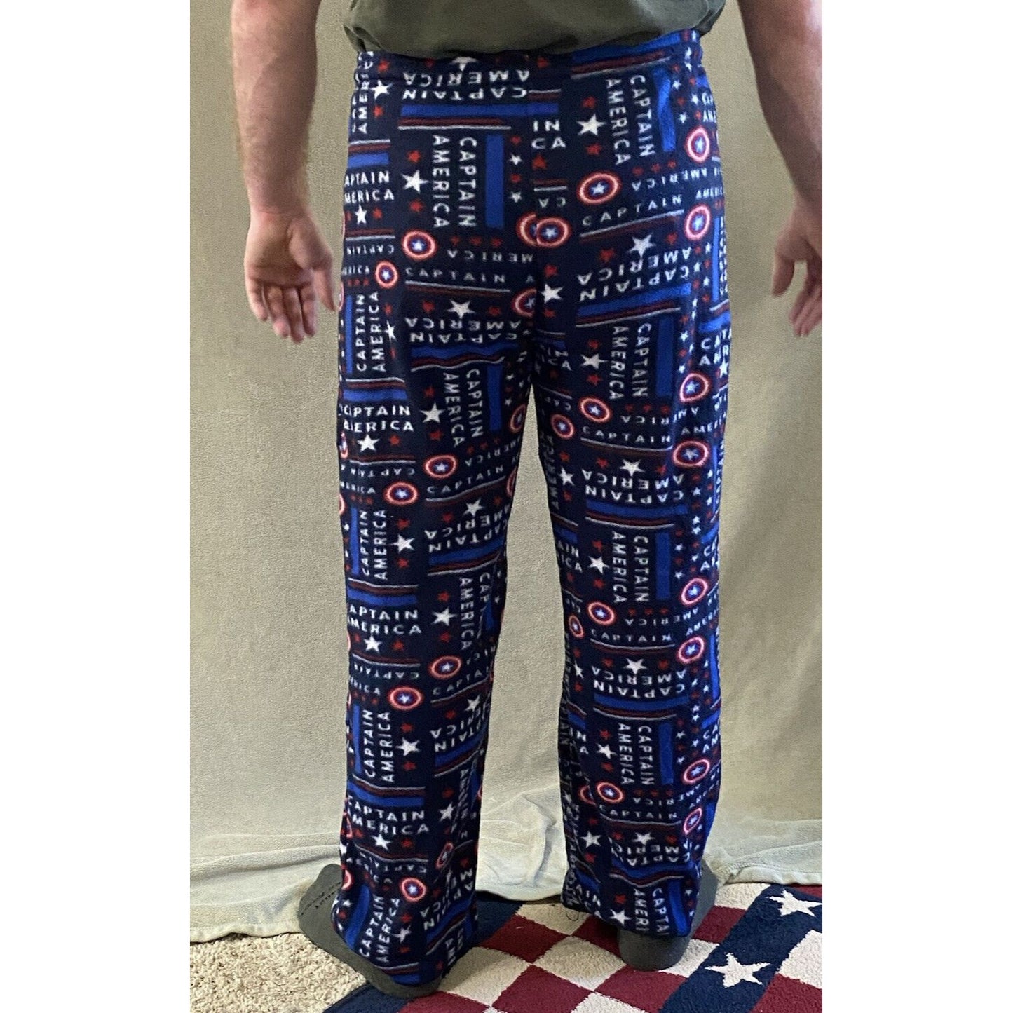 CAPTAIN AMERICA Marvel Men’s XL Fleece Polyester PJ Pajamas Pants