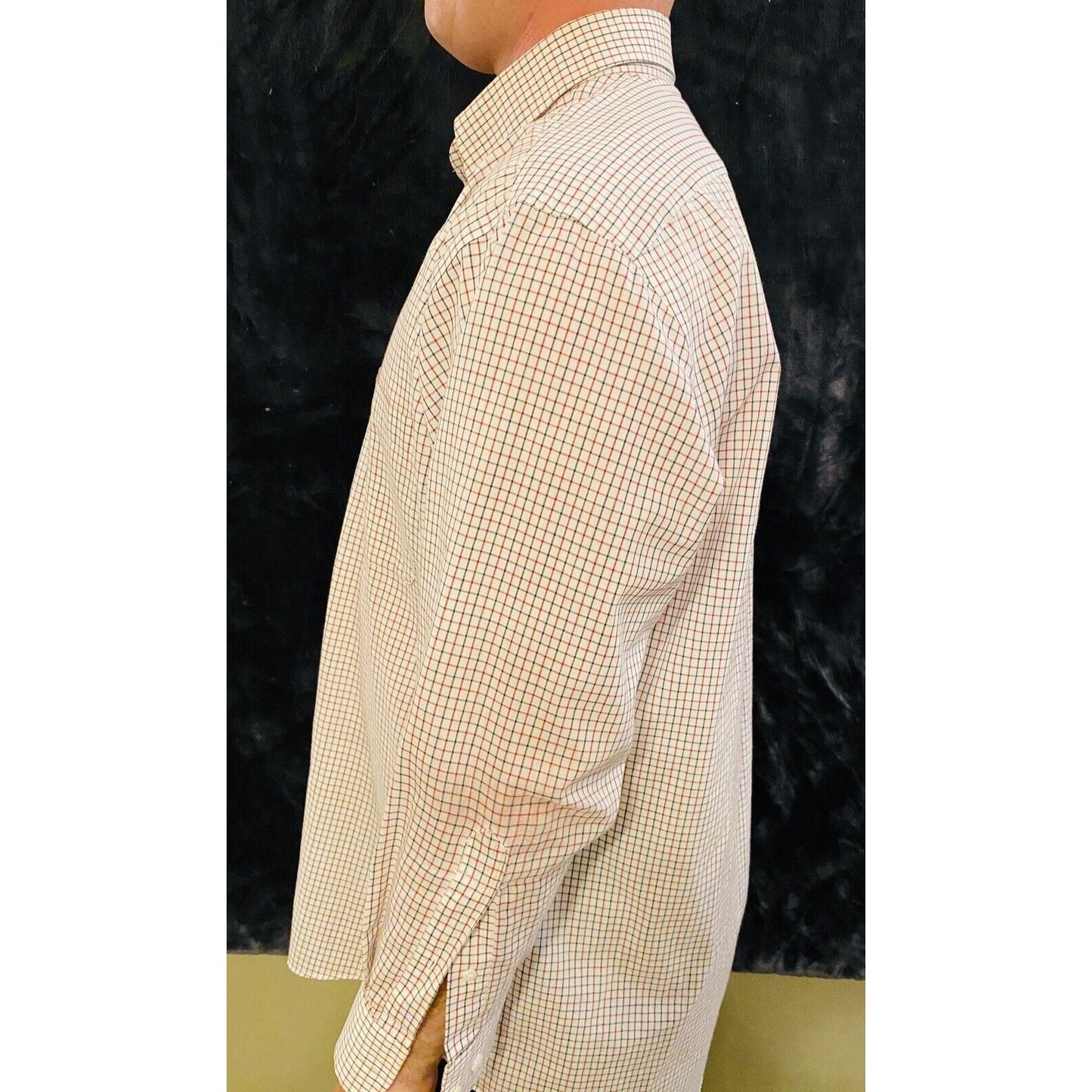 Stafford WrinkleFree Broadcloth Sz 17 32/33 Checkered (red + Black) Long Sleeves