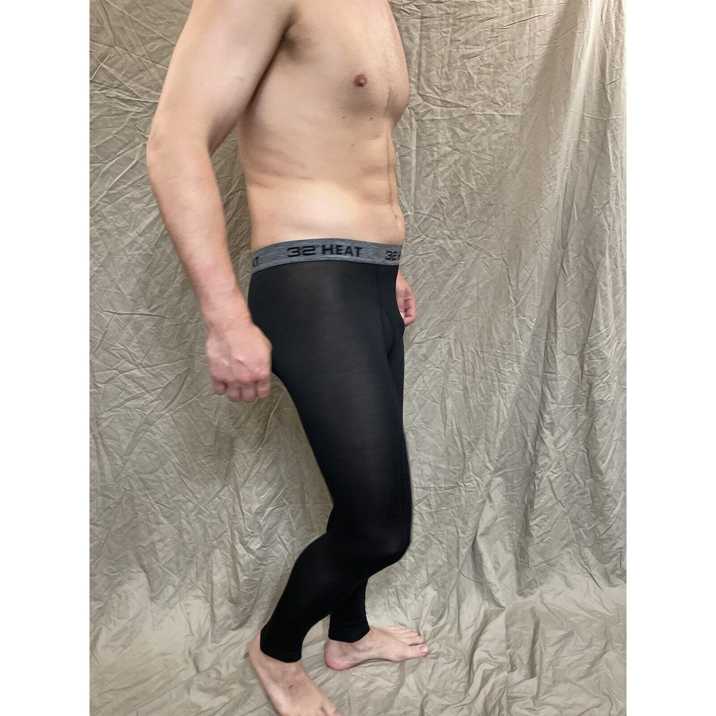 men's 32 degree heat black base layer long underwear leggings Large