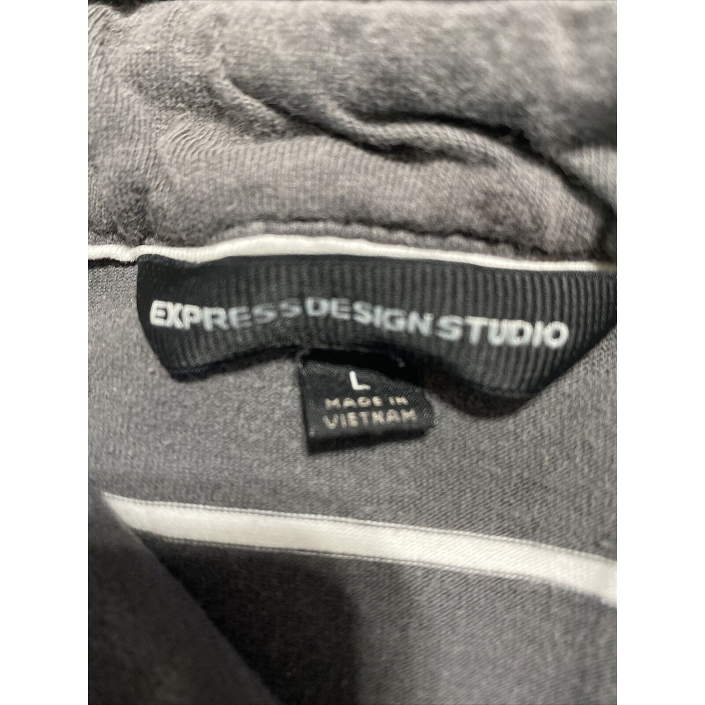 Express Design Studio Men’s Large Gray Stripes Cotton Stretch Polo Shirt
