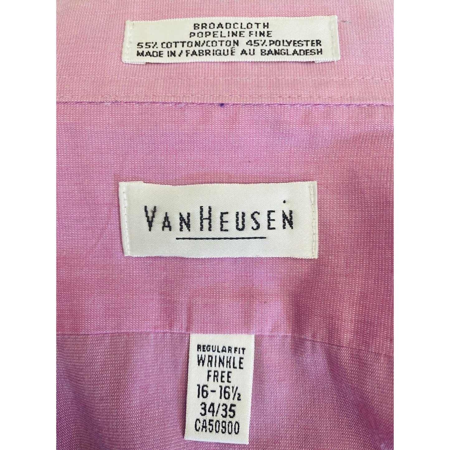 VAN HEUSEN SIZE L 16-16 1/2 34/35 WRINKLE FREE REG FIT PINK LONG SLEEVE SHIRT