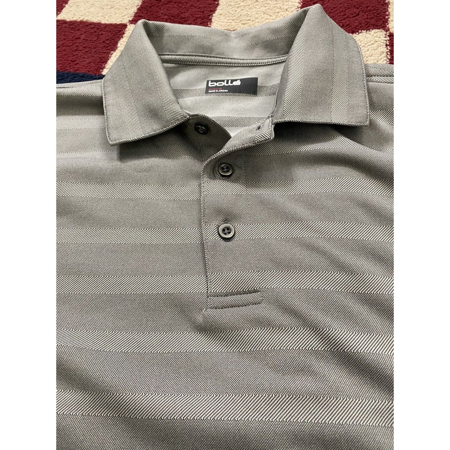Bolle Men's Short Sleeve Performance Polo Shirt Tornado Stripes Gray Size Medium