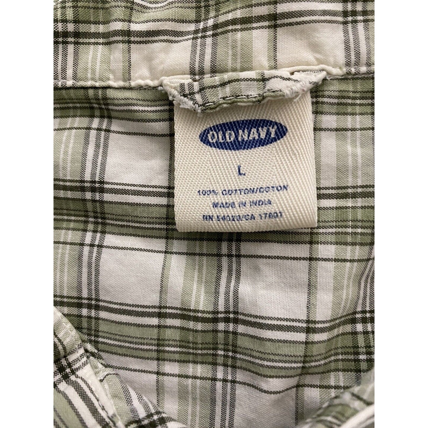 OLD NAVY Lime Green Plaid Men’s Large Cotton Short Sleeves Polo Shirt