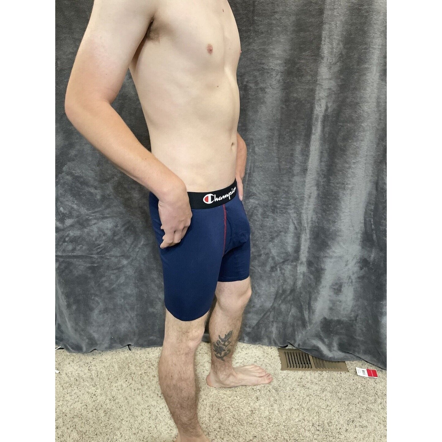 men's dark blue champion medium red lines boxer brief