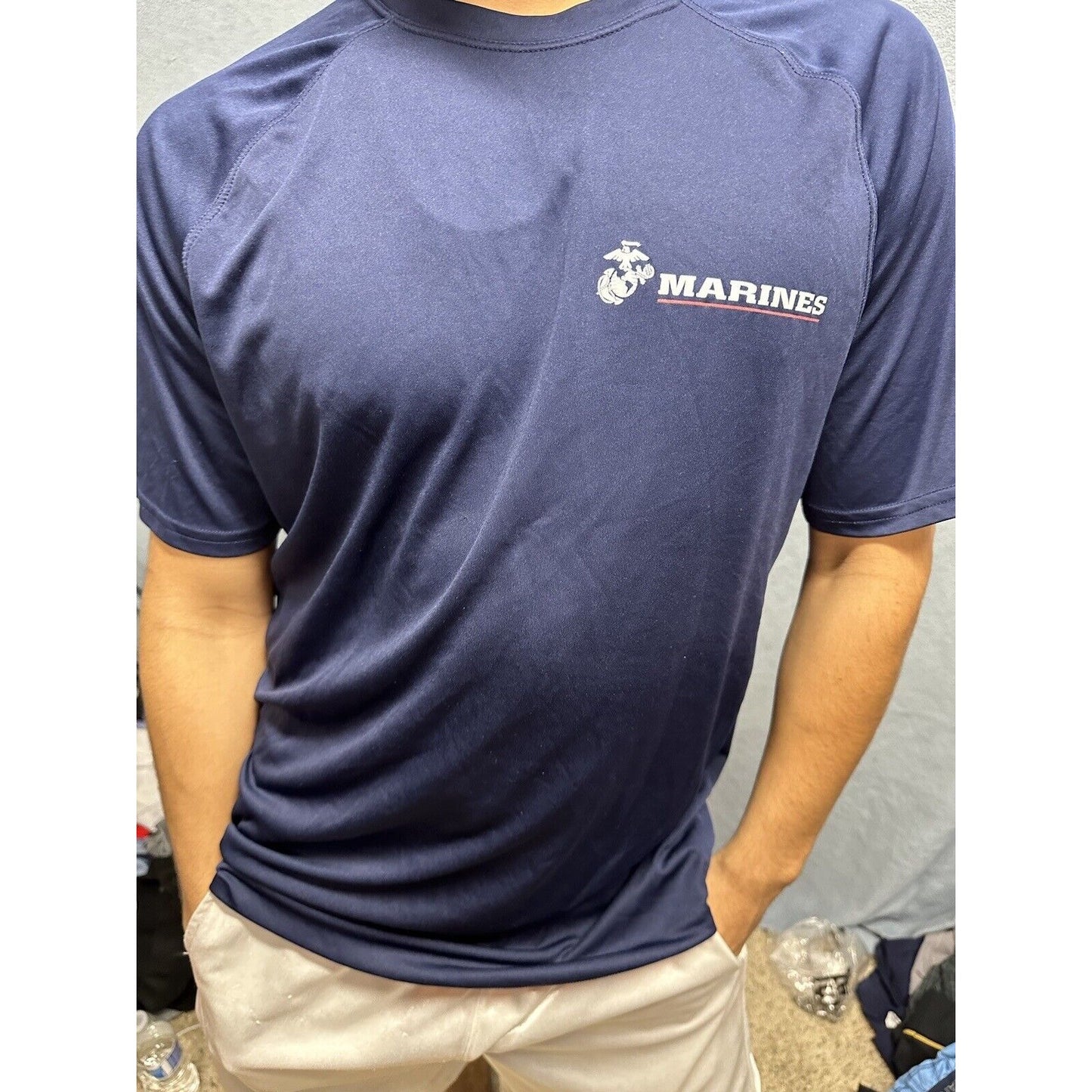 Men’s Athletic Dark Blue Large Marines Compression Tshirt