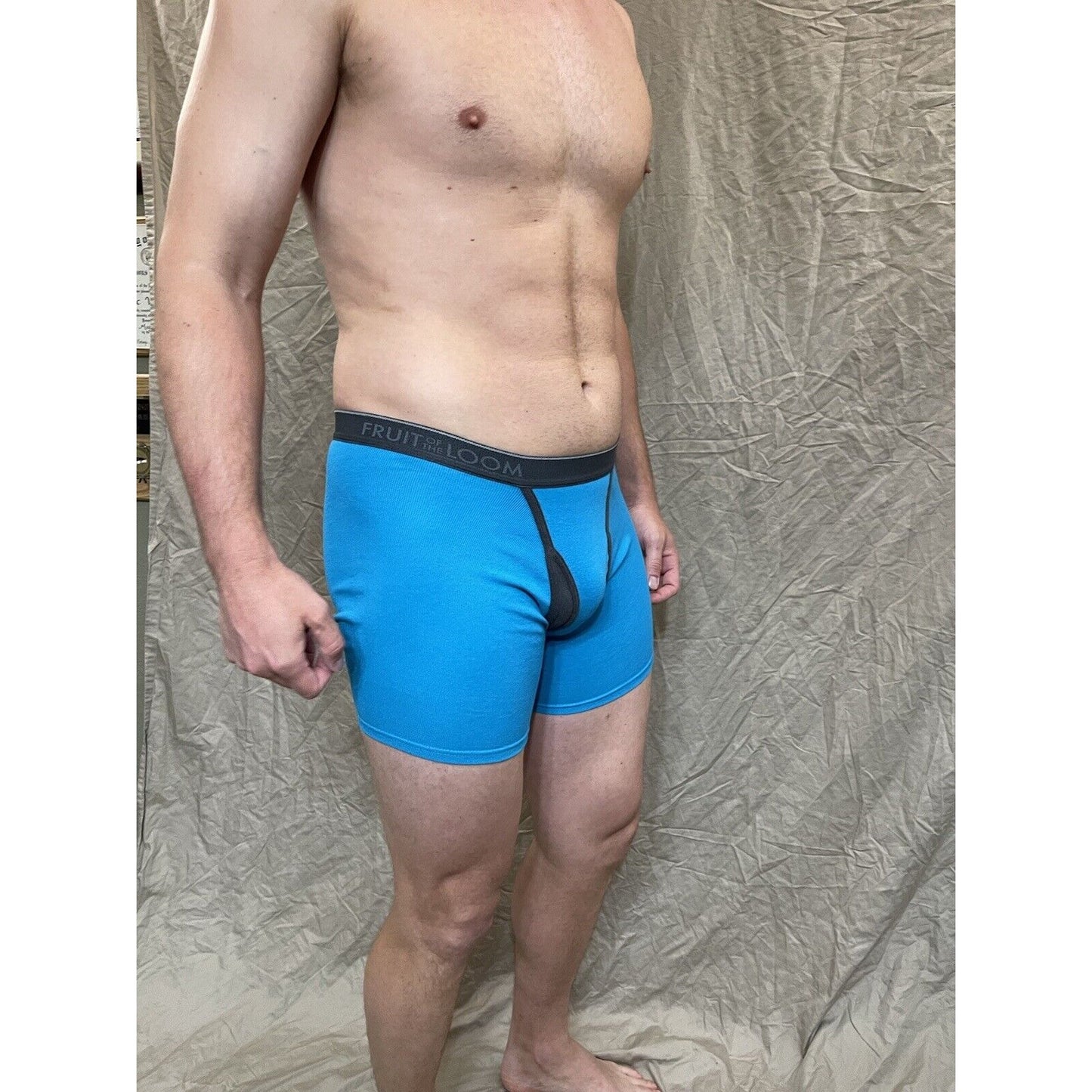 men's Aqua Blue fruit of the loom cotton boxer brief Small