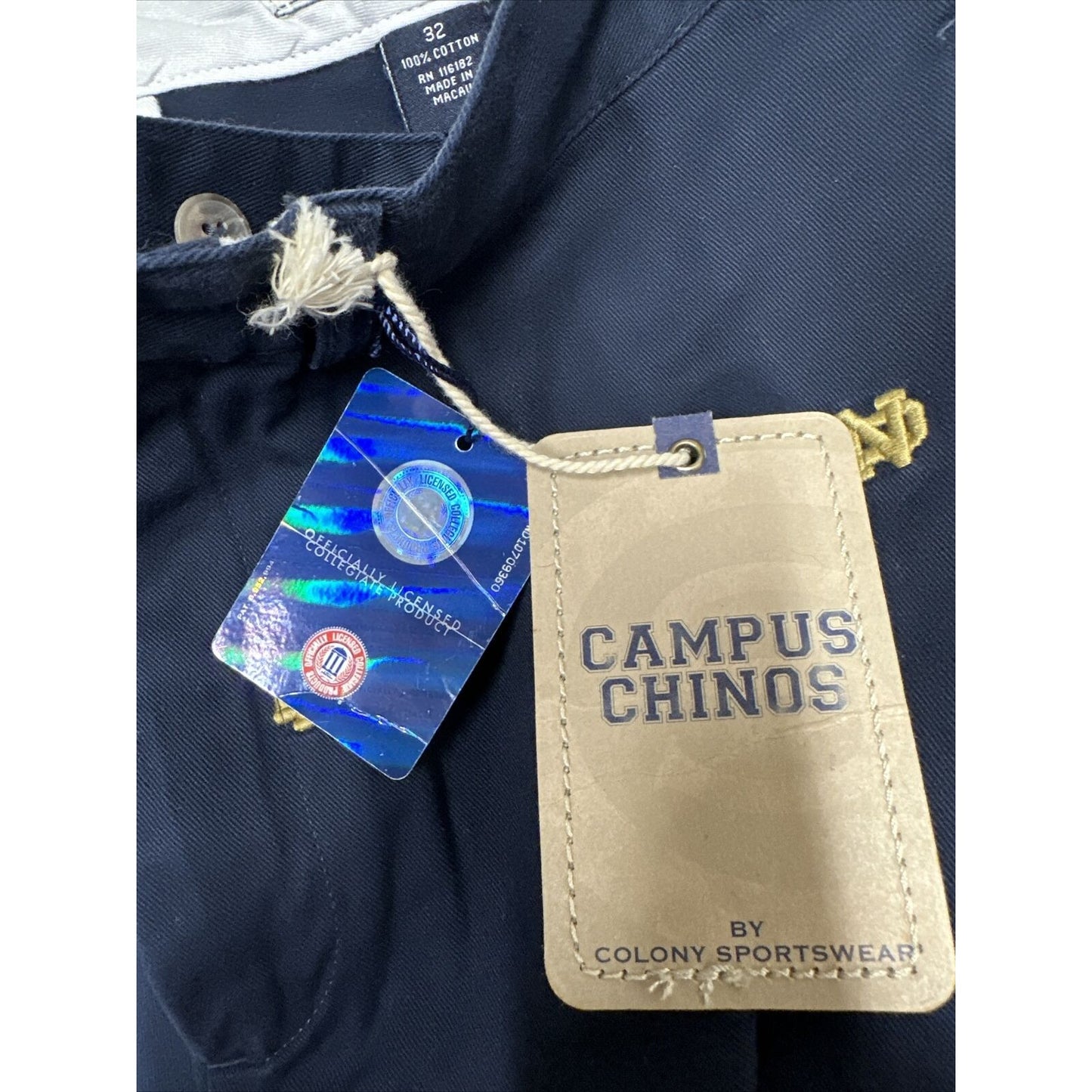 Men’s Notre Dame Size 32 Campus Chinos Pants Navy Blue