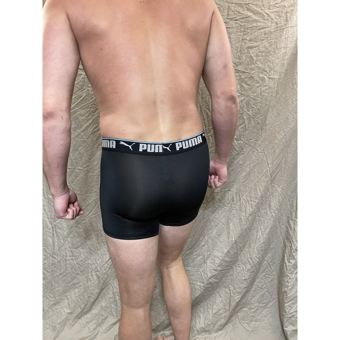 men's black puma compression boxer briefs athletic Large