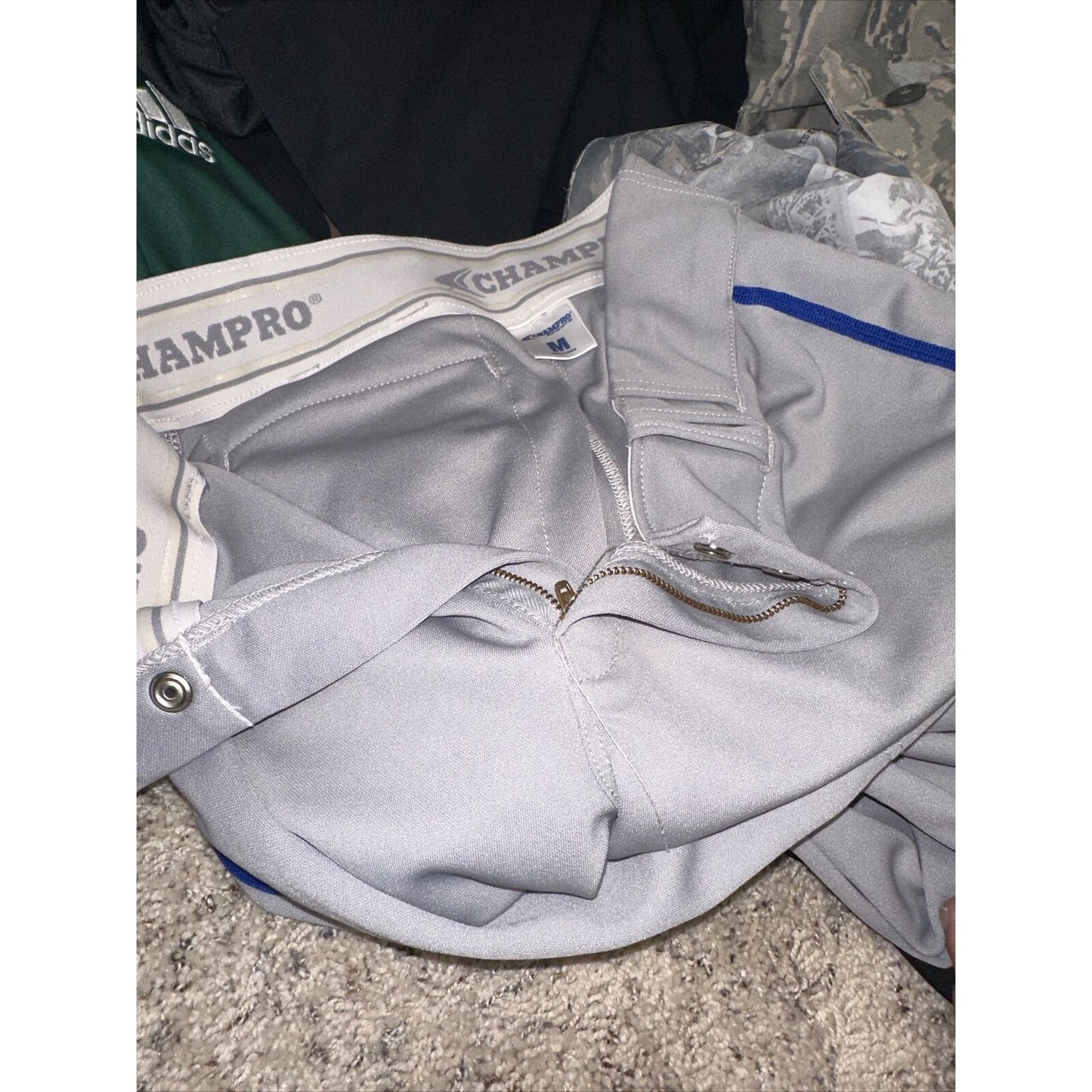 Men’s Gray Champro Adult Medium Baseball Pants With Blue Line