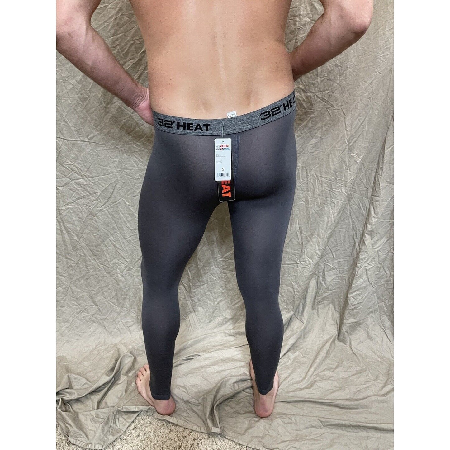 32 degree heat stingray gray compression leggings base layer long underwear Med