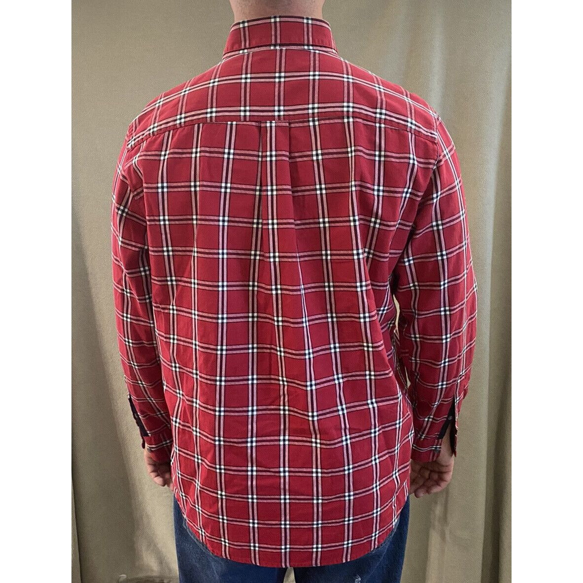 Chaps Ralph Lauren Men’s Large Red Plaid Button-down Cotton Long Sleeves Shirt
