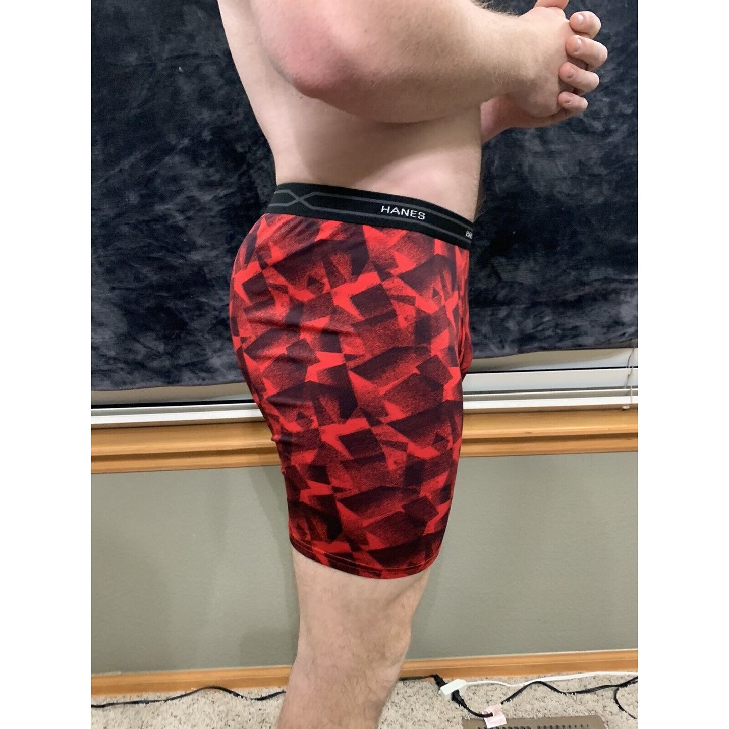 Hanes Men's X-Temp Comfort Cool Boxer Briefs, Red/Black Moisture Wicking Large