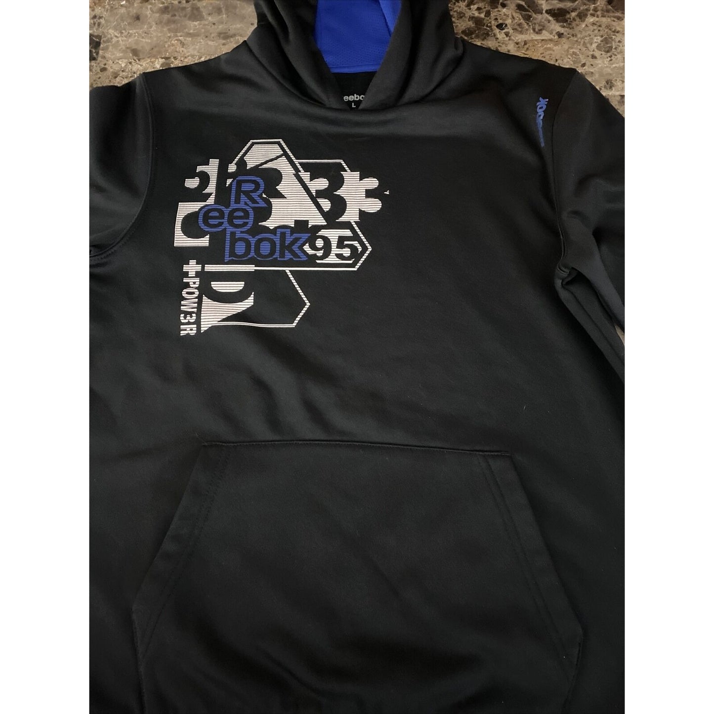 Reebok Boys’ Large Black Polyester Hoodie Pullover Sweatshirt