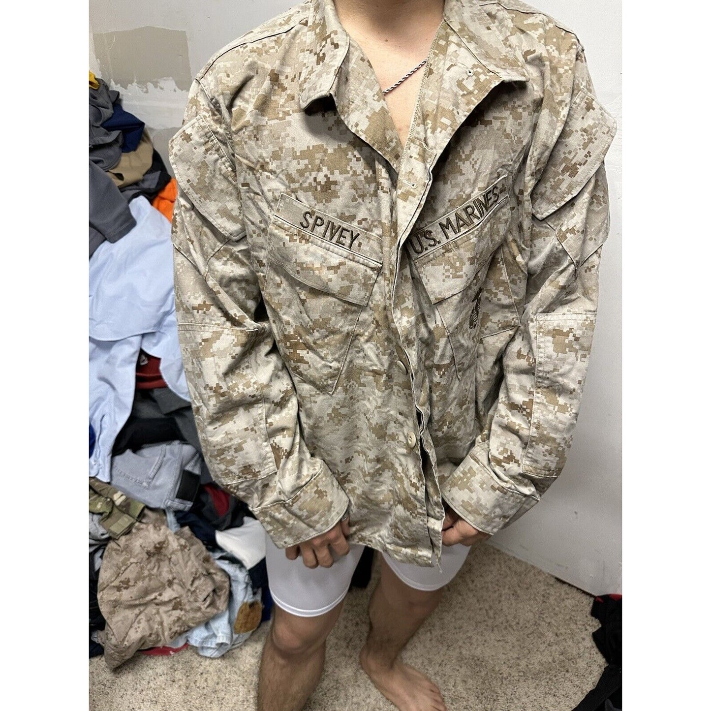 Men’s USMC Marine Corps Blouse Top Uniform Large Short