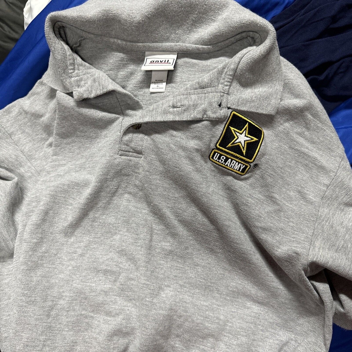 Men’s Gray Polo Shirt US Army Size Large