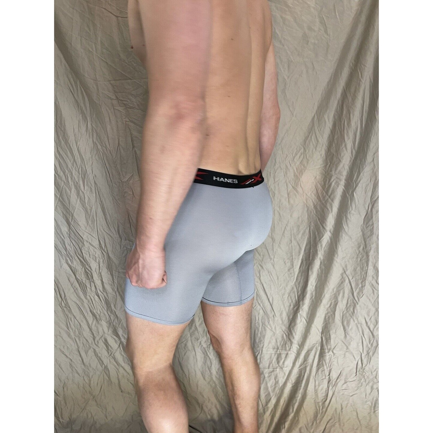 men's hanes x-temp long leg gray black band medium