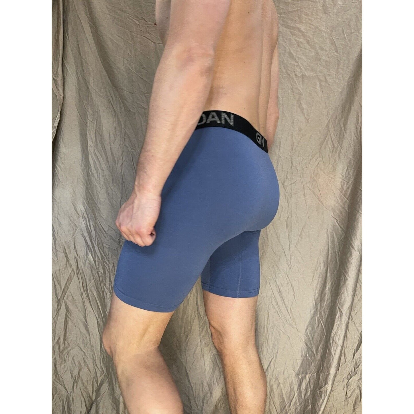 men's gildan medium blue 5% spandex compression boxer briefs