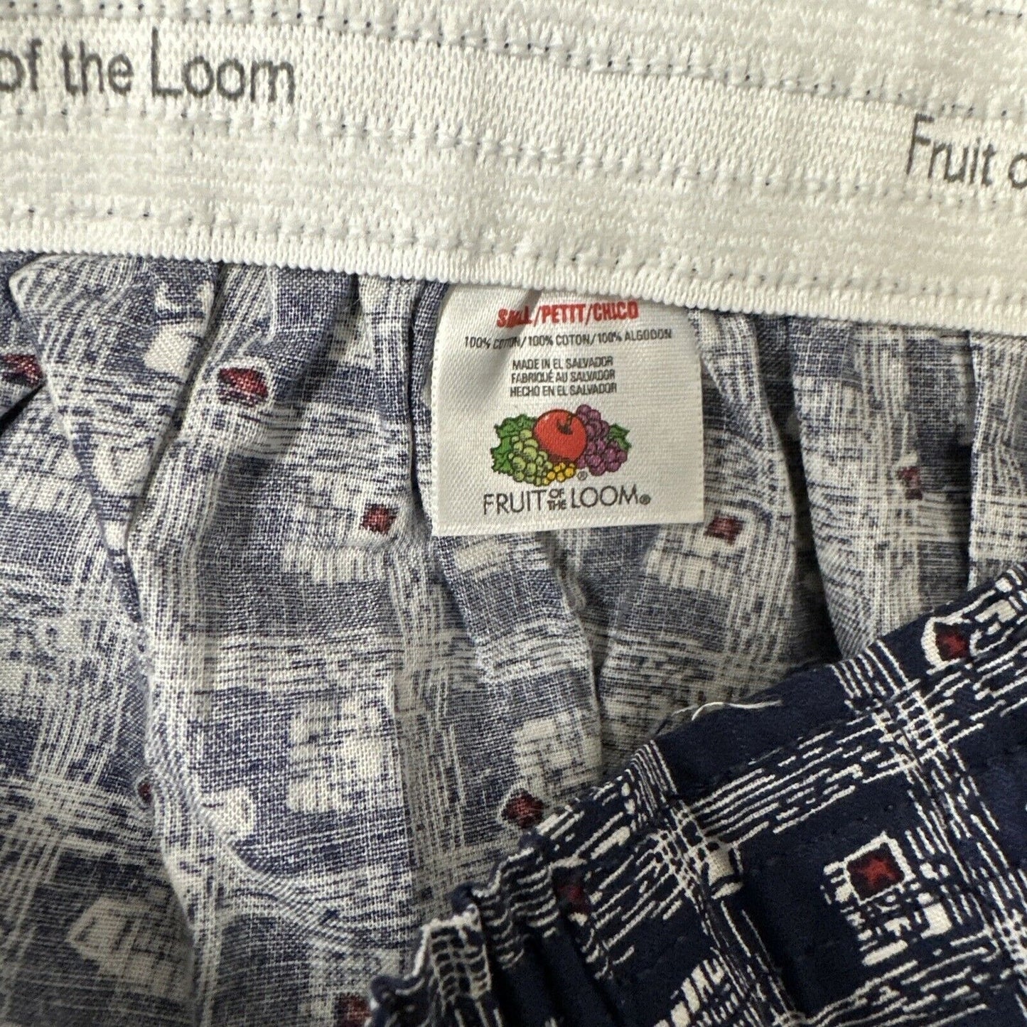 Men’s Small Fruit Of The Loom Blue Plaid Box Design Boxer Shorts