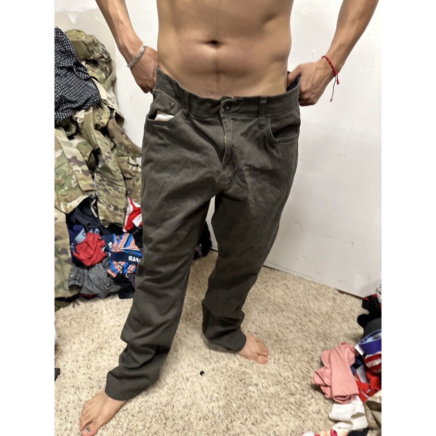 Men’s Straight Fit 36 X 32 Weather Proof Vintage Dark Green Pants