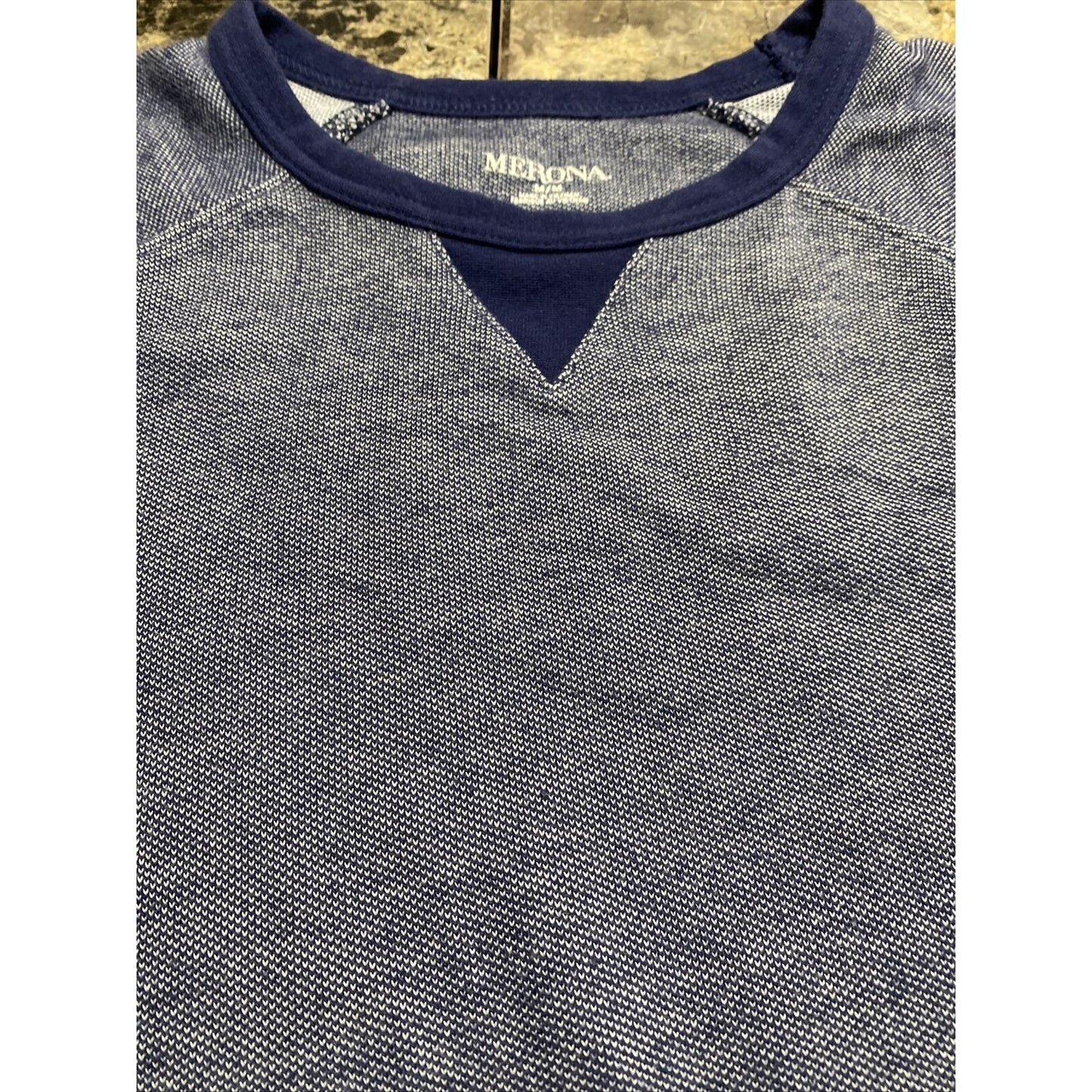 Merona Men's Medium Dark Blue Crew Neck Cotton Pullover Sweater