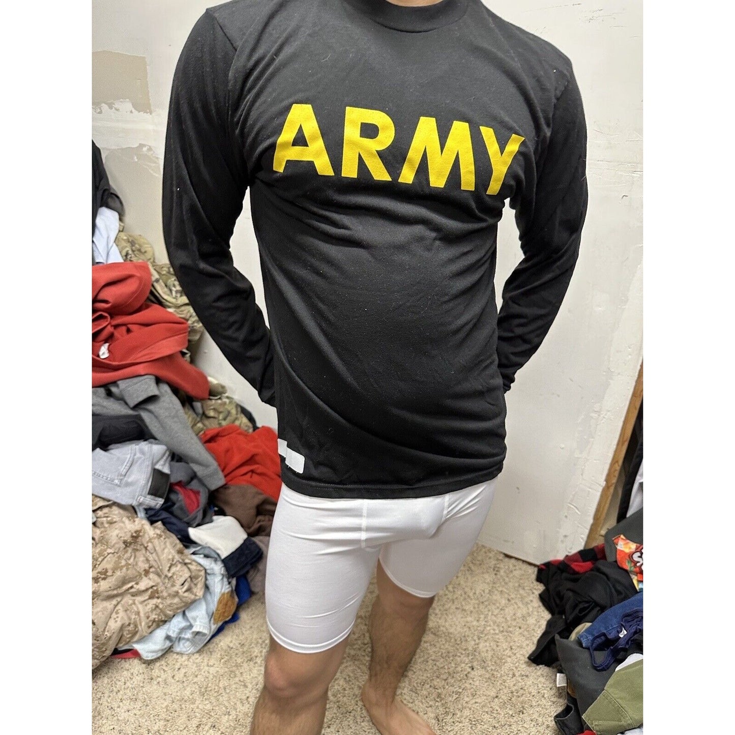 Men’s Army Pt Shirt Long Sleeve Uniform Black Multiple Sizes Long Sleeve