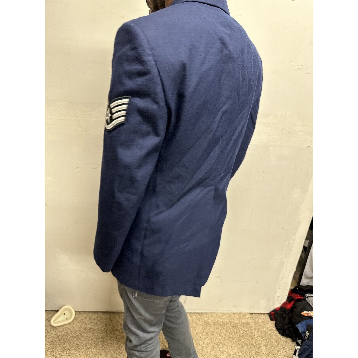Men’s 40R Coat Uniform Air Force Blue Jacket Staff Sergeant Rank US Insignia