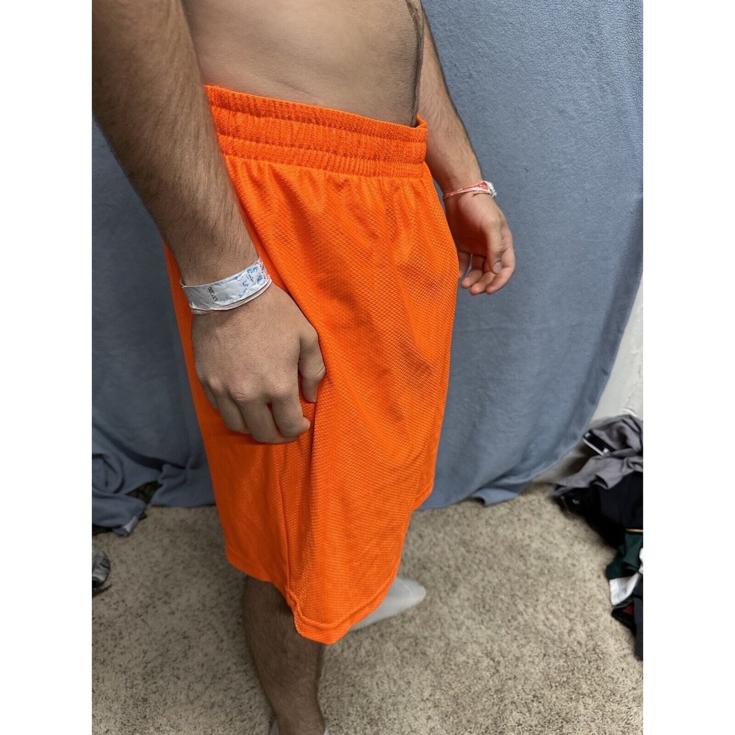 Men’s Neon Orange Starter Medium Athletic Shorts With Pockets