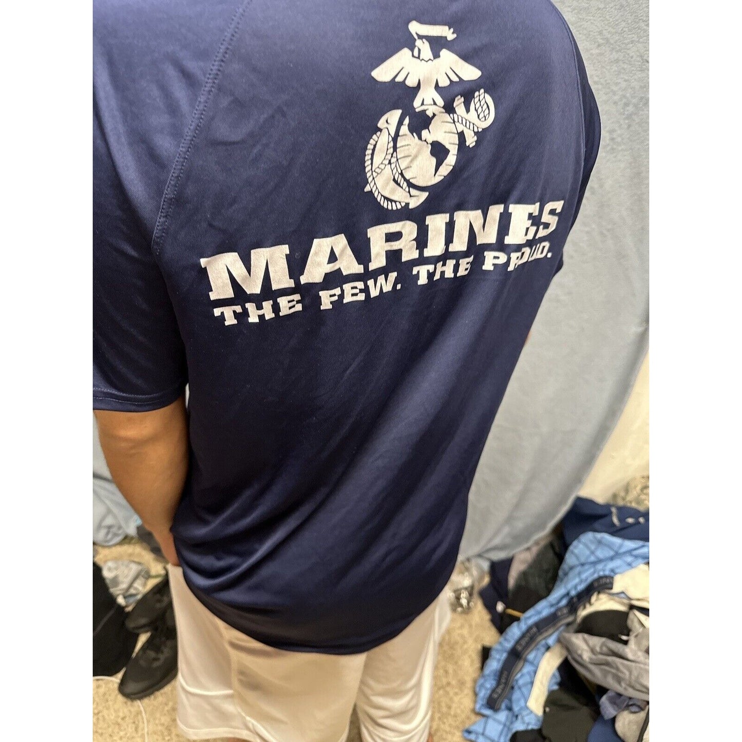 Men’s Athletic Dark Blue Large Marines Compression Tshirt