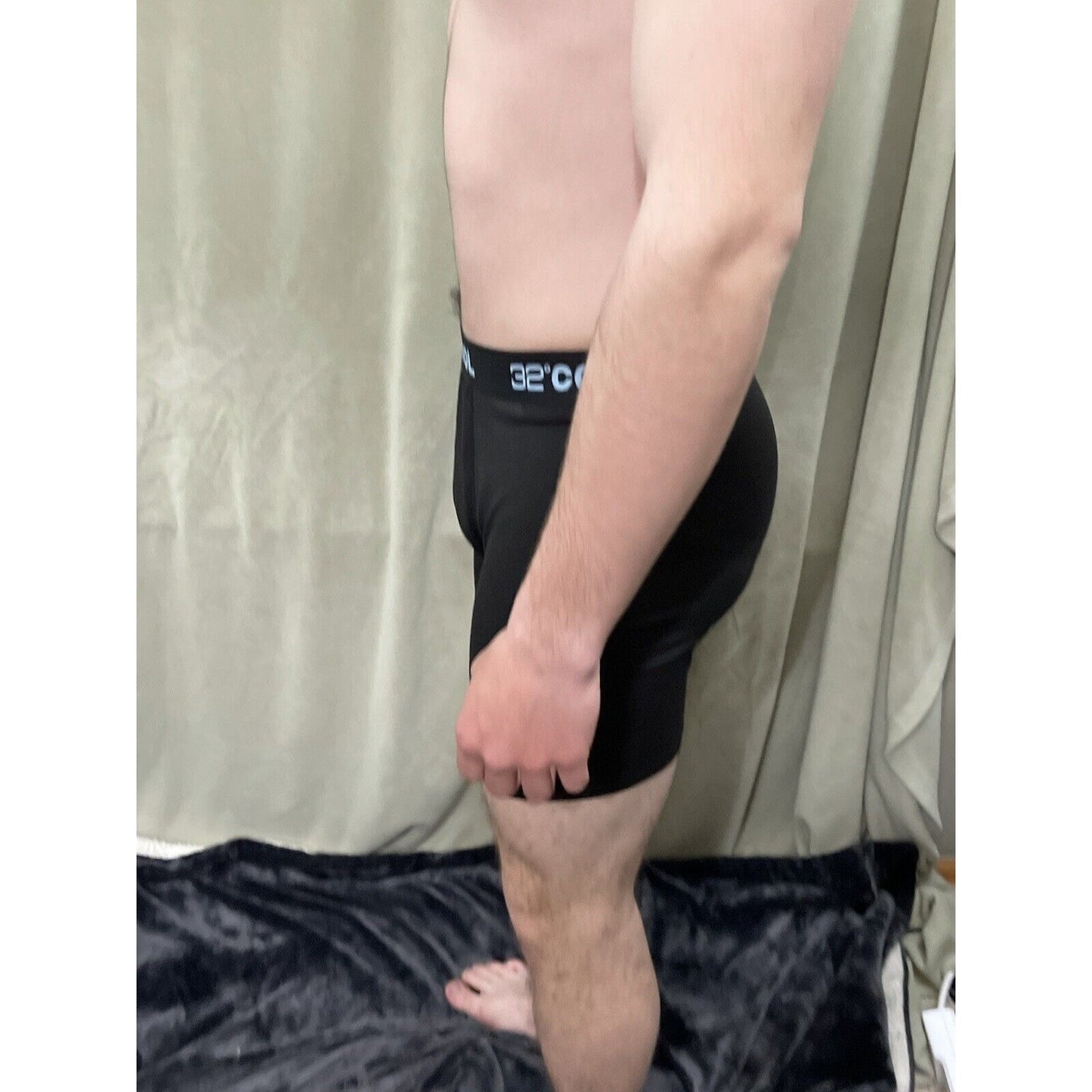 32 Degrees Cool Size Black Large Mens Boxer Briefs 7% Spandex light blue band