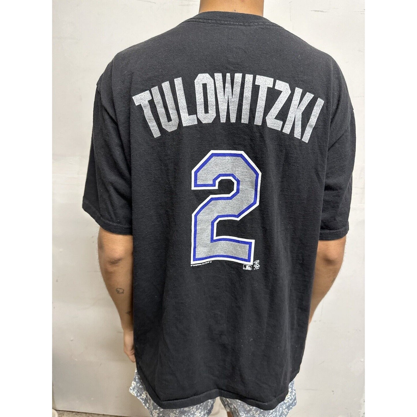 Men’s Black Genuine MLB Merchandise Colorado Rockies Large Tulowitzki Shirt