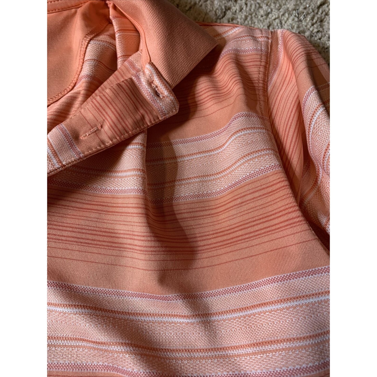 Men's PGA TOUR Orange Polyester Pink/Coral Golf Shirt Short Sleeve Medium M