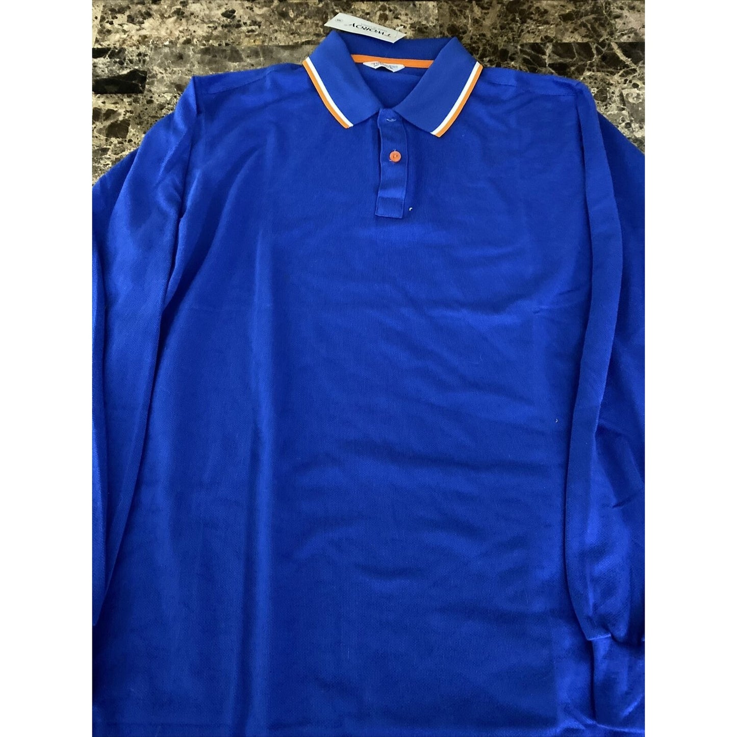Tworoy Korea Men’s XL (Asian Size) Royal Blue Cotton Long Sleeves Polo Shirt NWT