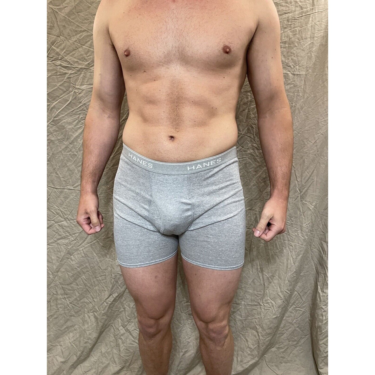 men's hanes gray boxer brief comfort flex medium
