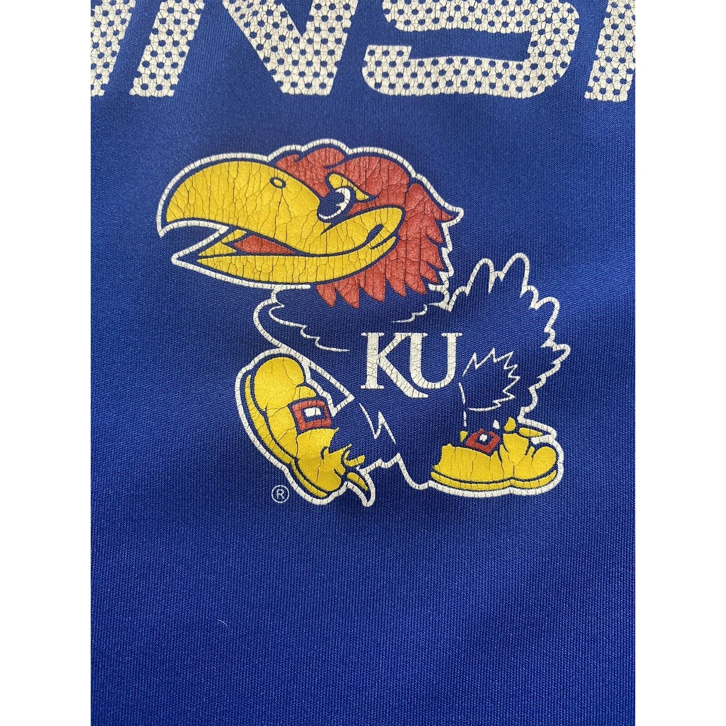Kansas Jayhawks KU E5 Blue Men’s Large Graphic Polyester T-shirt