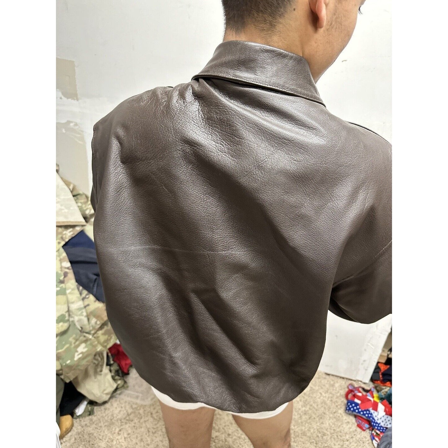 Men’s USAF Flight Jacket Saddler Type A-2 Bomber Jacket Goatskin Leather 44L
