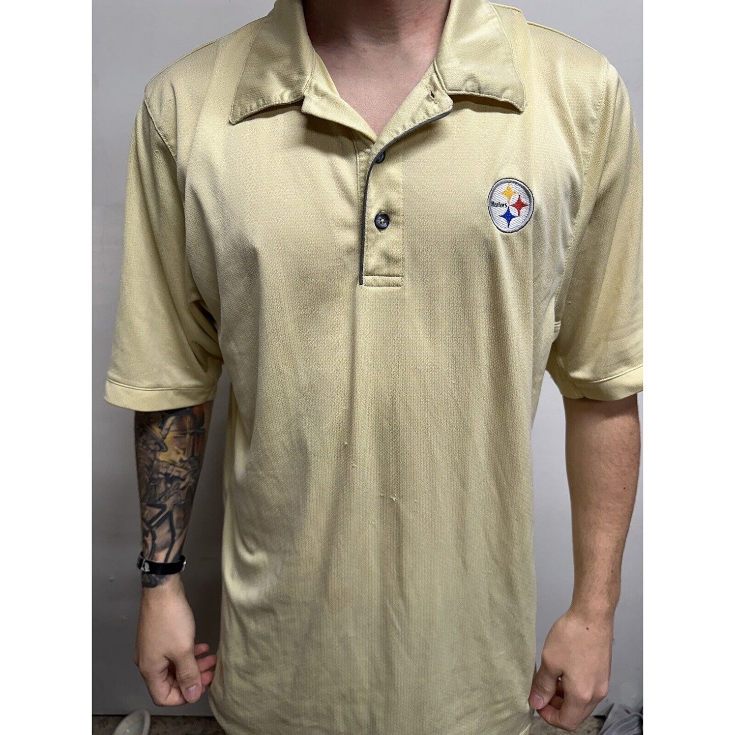 Men’s Medium Pittsburgh Steelers Prestige Sport Yellow Polo Shirt NFL