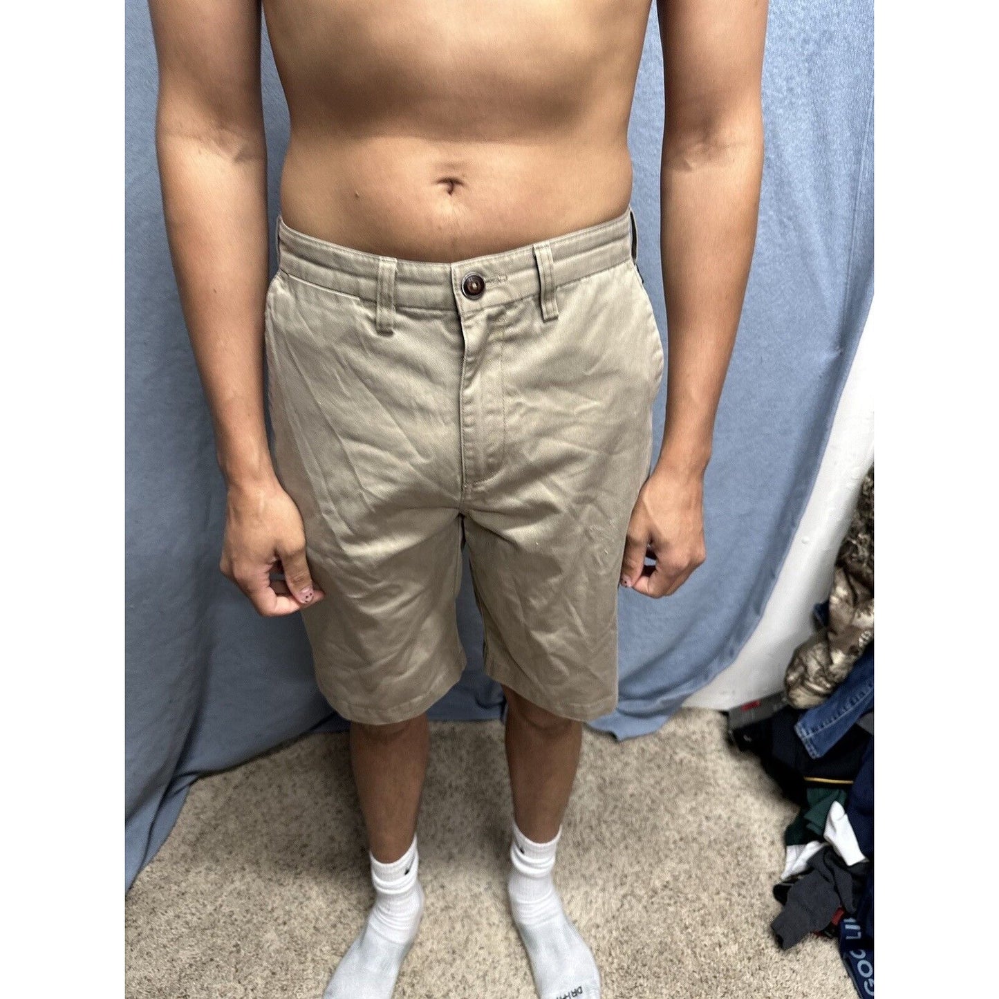 MENS BILLABONG Tan Beige Khaki CARTER STRETCH Flat Front Chino Shorts 31