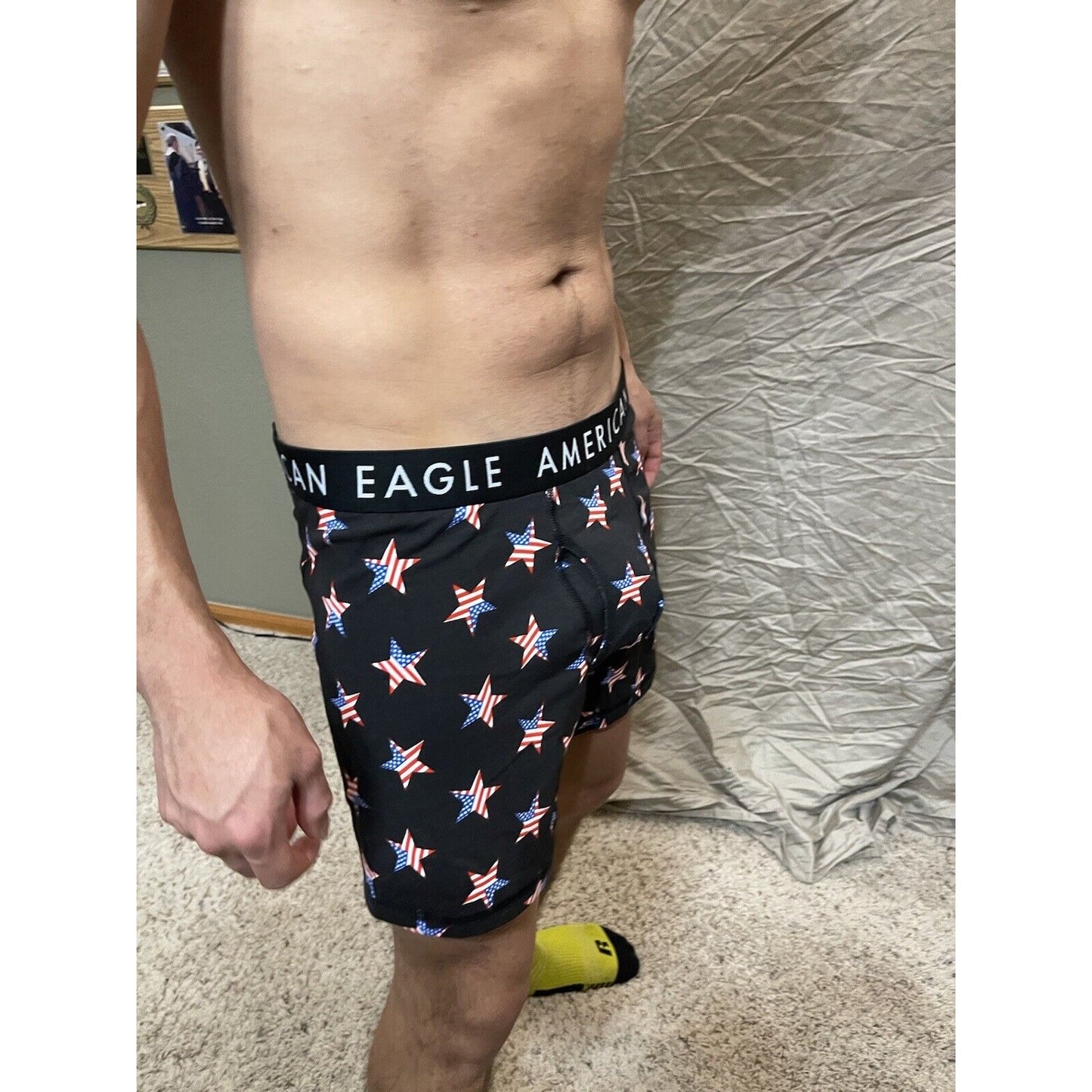 men's patriotic black american flag stars XL boxer briefs American Eagle