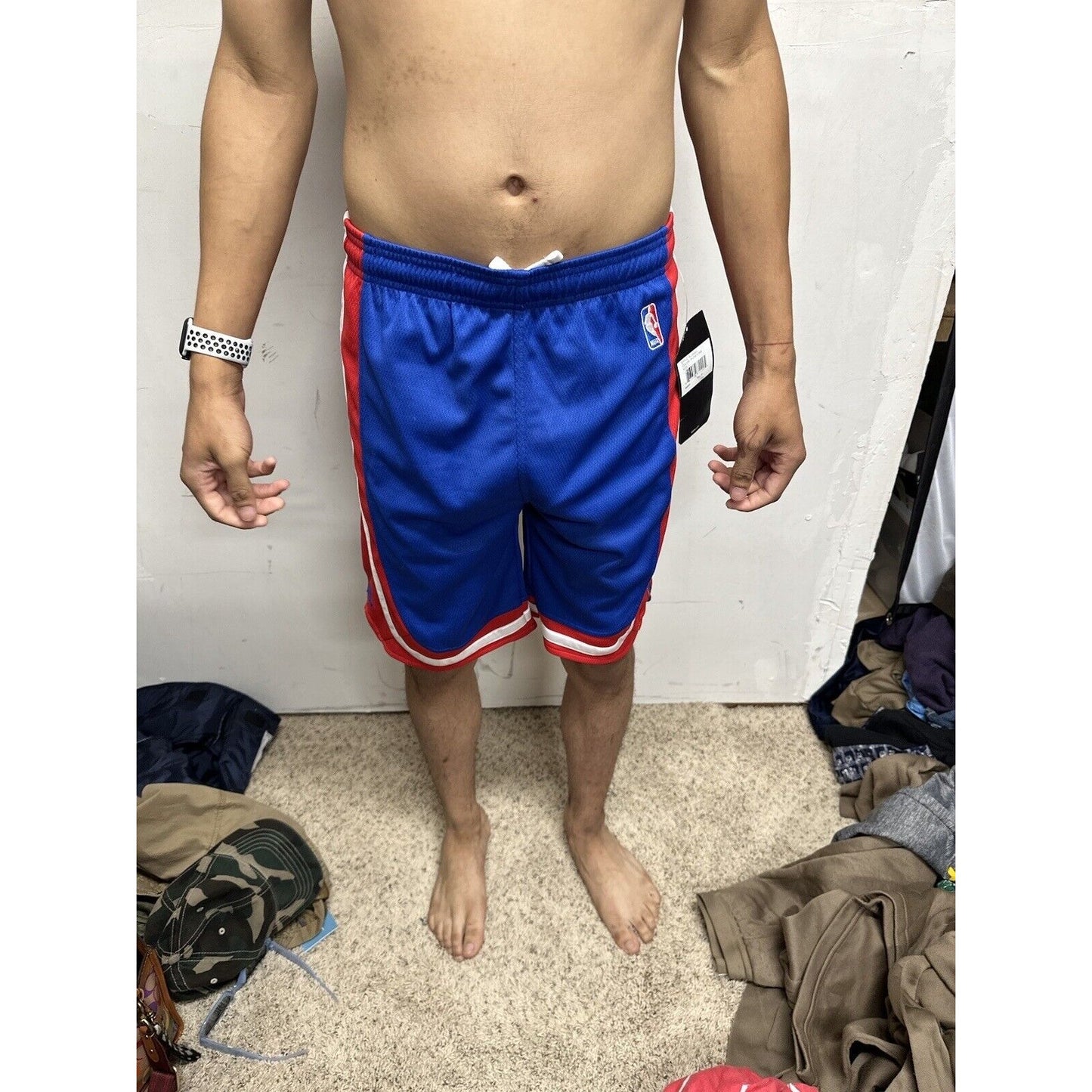 Boy’s Large Pistons NBA Adidas Performance Basketball Shorts Blue