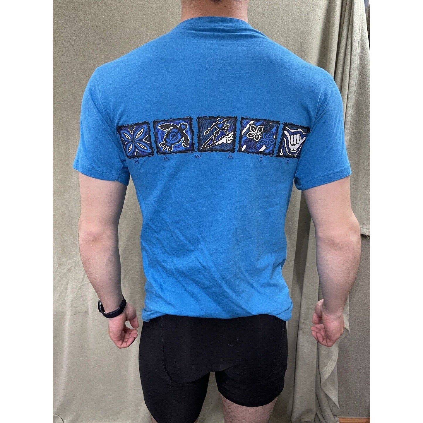 Men’s Startee Medium T-shirt Teal Hawaiian