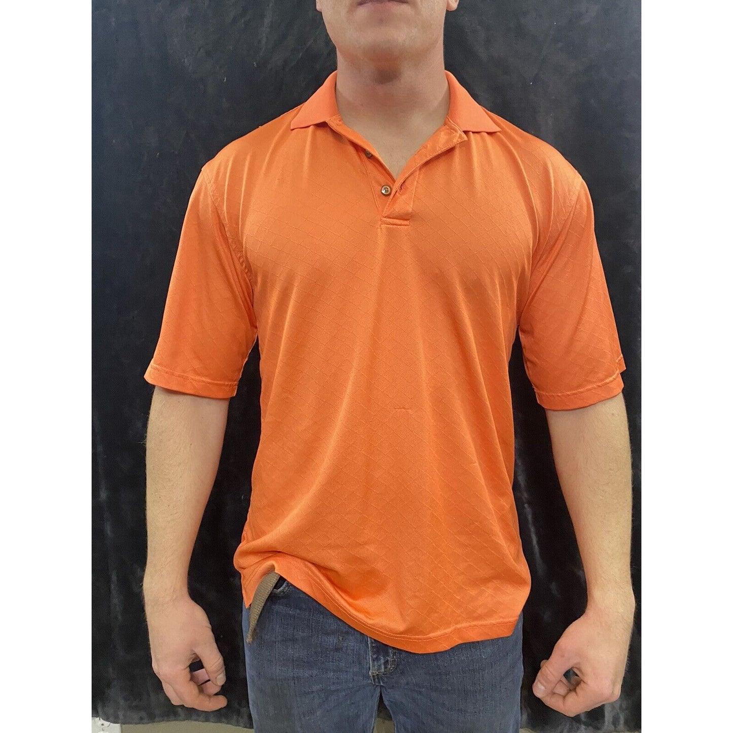 Kirkland Signature Performance Polo Knit Size Medium Bright Orange Short Sleeves