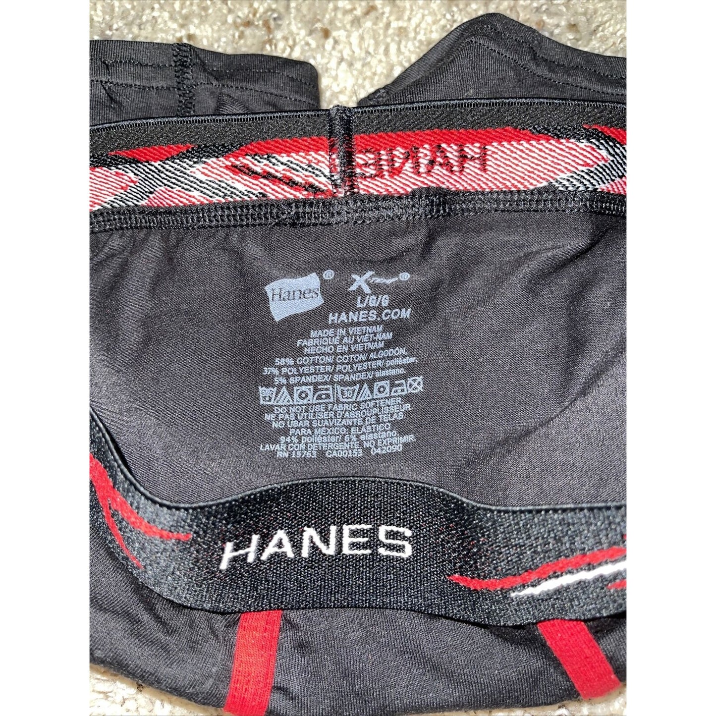 boy's youth large hanes x-temp black and red boxer briefs