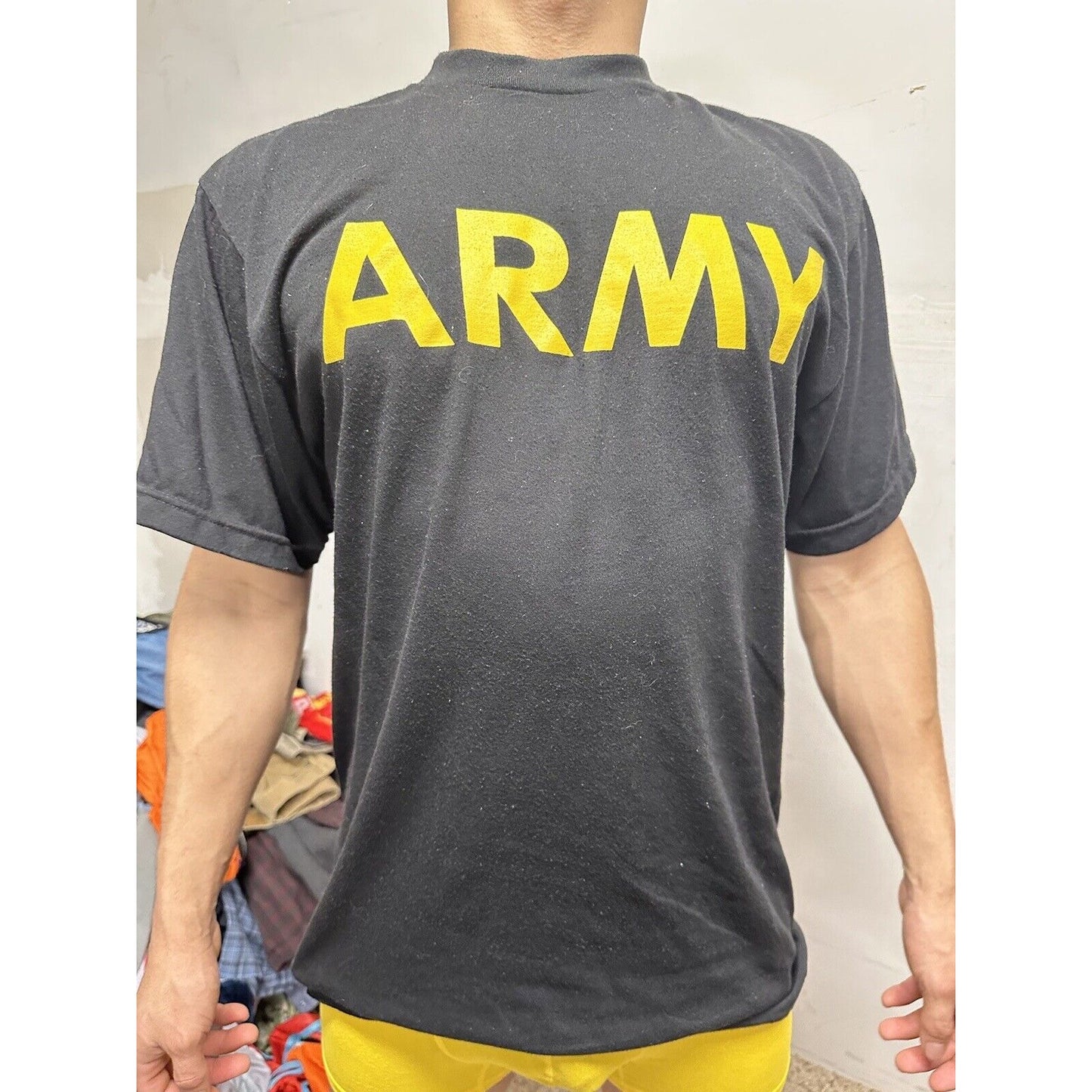 Men’s Army Pt Shirt Black Uniform Apfu Medium