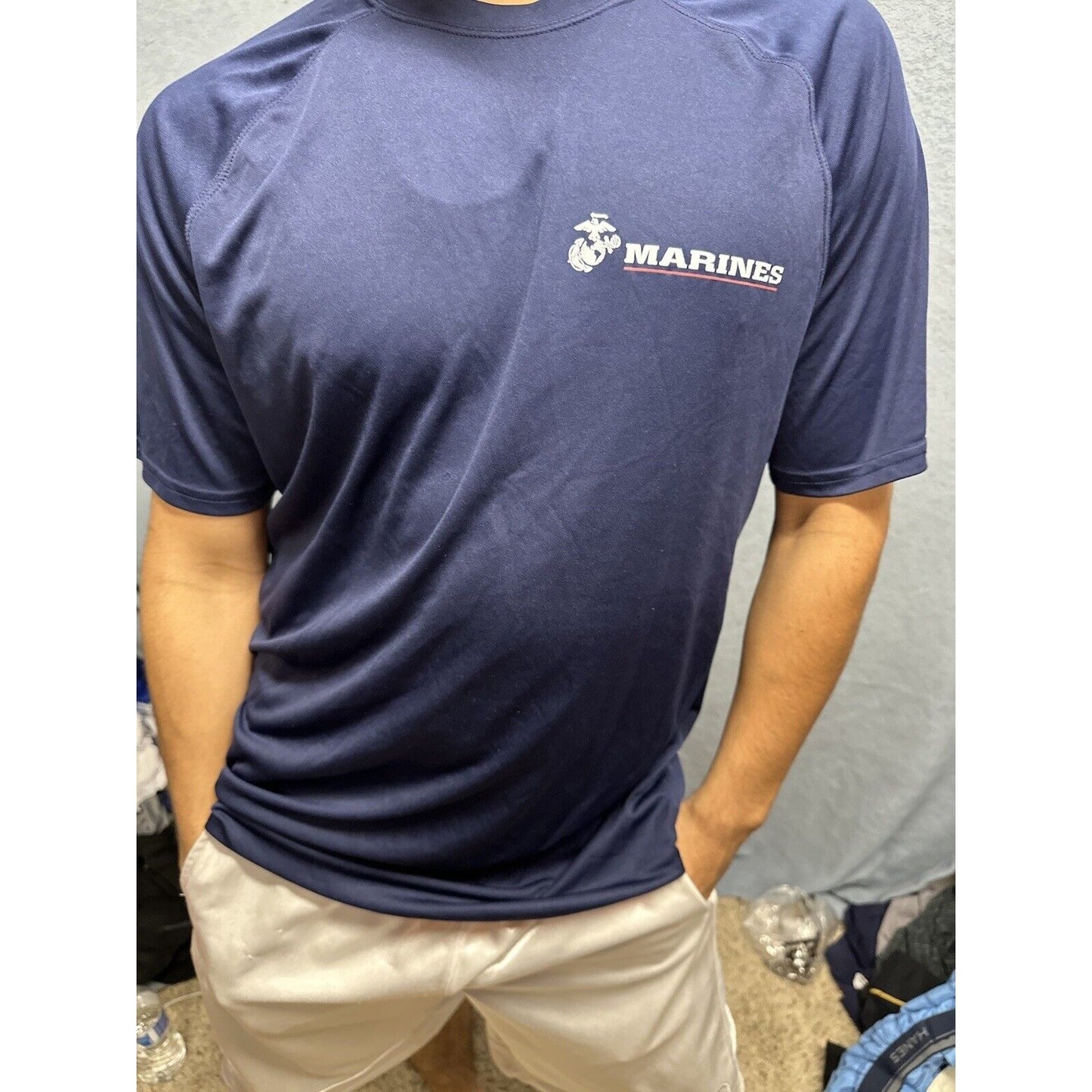 Men’s Athletic Dark Blue Large Marines Compression Tshirt
