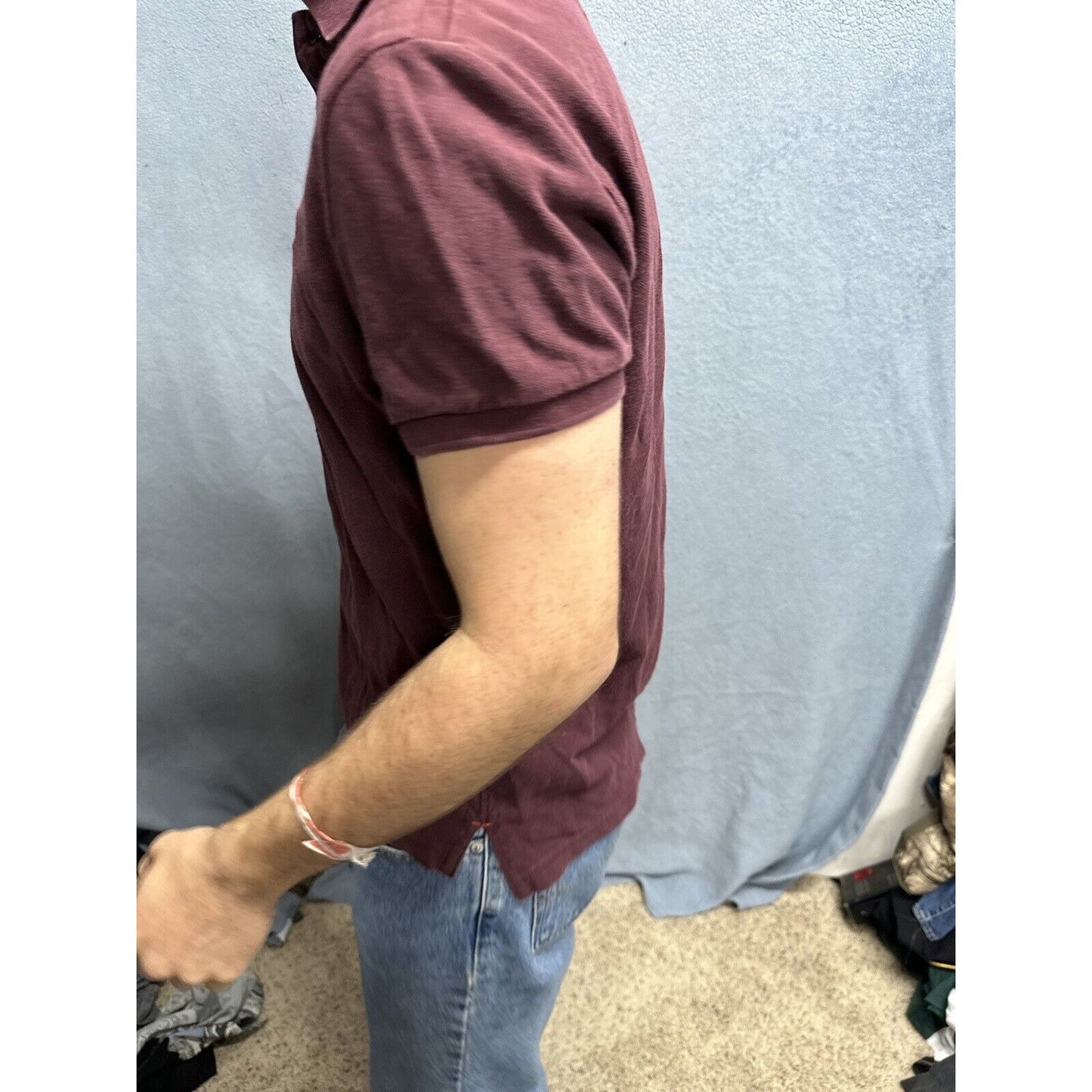 Men’s Plum American Eagle Small Athletic Fit Polo Shirt